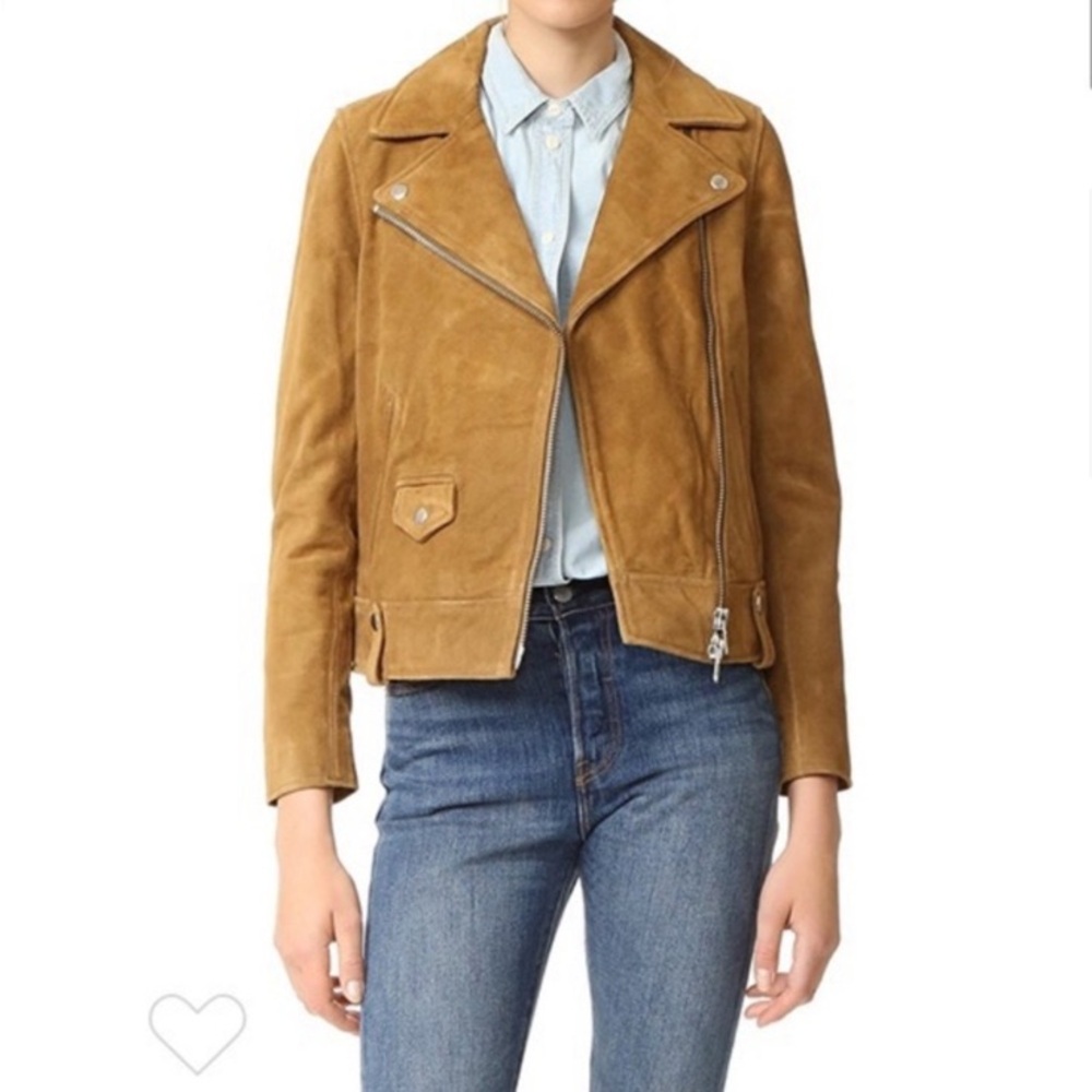 NWT Madewell tan suede leather moto jacket size S